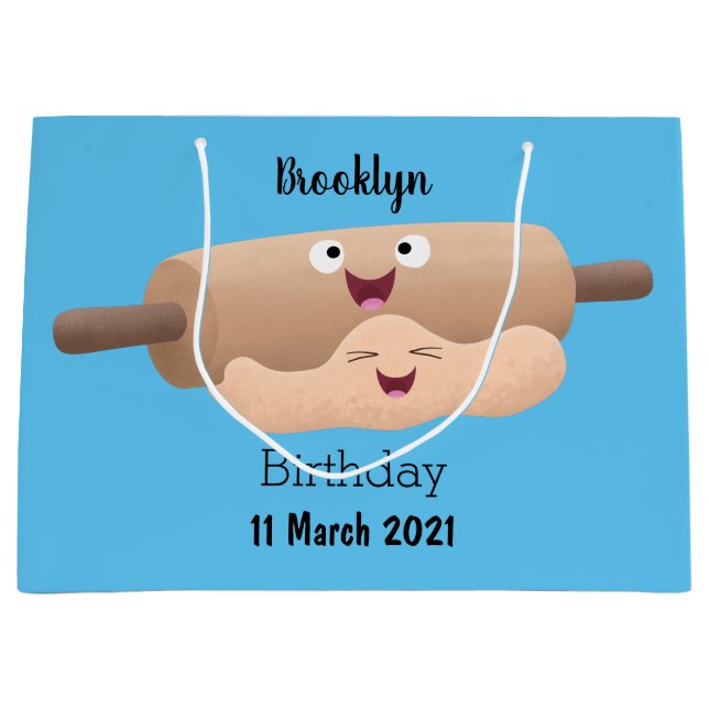 Grand Sac Cadeau Rouleau à pâtisserie mignon et pâtisserie en carto (Devant)