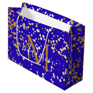 Grand Sac Cadeau Royal Blue Blond Gold Parties scintillant Personna