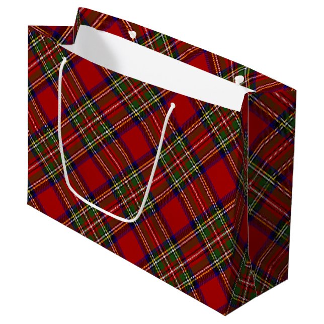 Grand Sac Cadeau Royal Stewart Clan Family Tartan Plaid Motif Wra (Devant Angle)