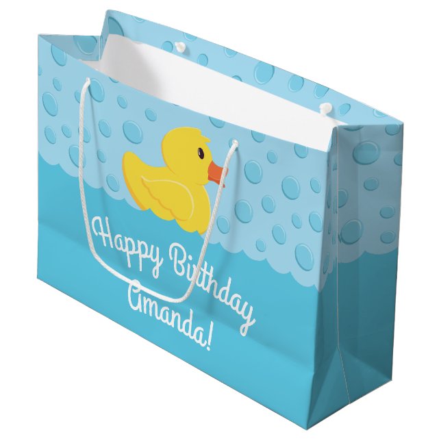 Grand Sac Cadeau Rubber Ducky 1er Anniversaire Fête Enfants Bébé (Devant Angle)