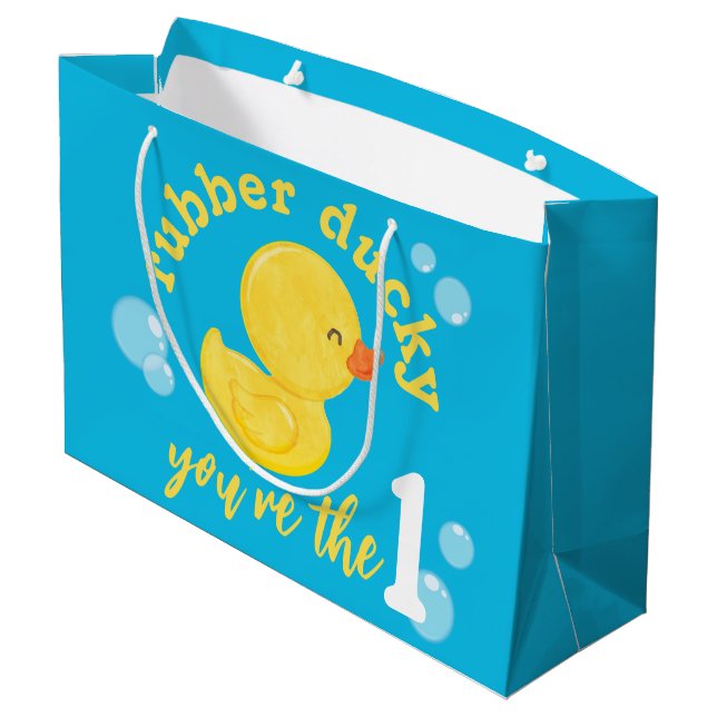 Grand Sac Cadeau Rubber Ducky Vous êtes le 1er anniversaire (Dos Angle)