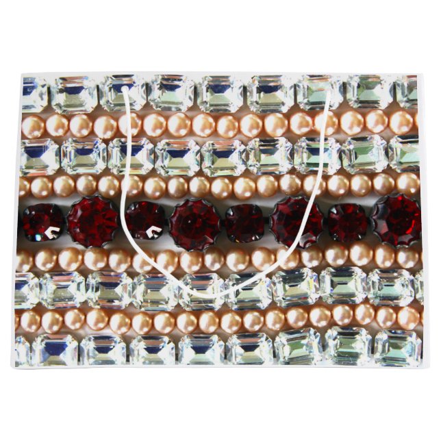 Grand Sac Cadeau Rubis, Rhinestone, diamants, bijoux, perles (Devant)
