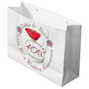 Grand Sac Cadeau Ruby du 40e anniversaire du Mariage