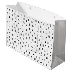 Grand Sac Cadeau Runes viking noires sur Arrière - plan blanc