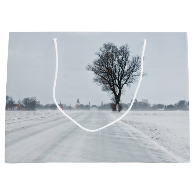 Grand Sac Cadeau Rural winter road (Devant)