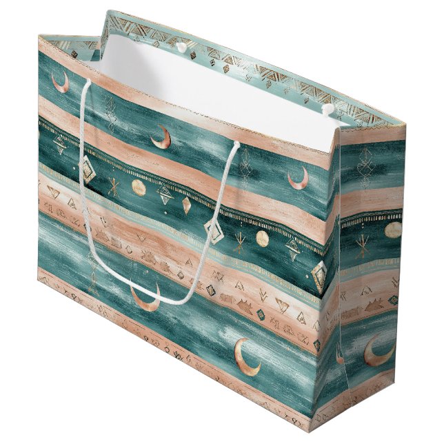 Grand Sac Cadeau Rustic Celestial Stripe Moon Sun Earthy (9) (Devant Angle)