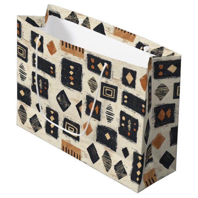 Grand Sac Cadeau Rustic Mudcloth Geometric Pattern (2) (Devant Angle)