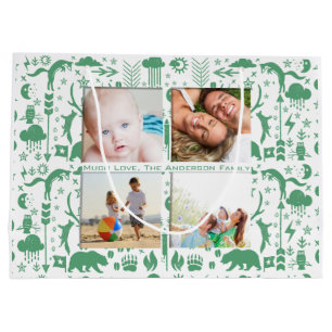 Grand Sac Cadeau Rustic Owl Bear Deer Fox Woodland Créature Motif