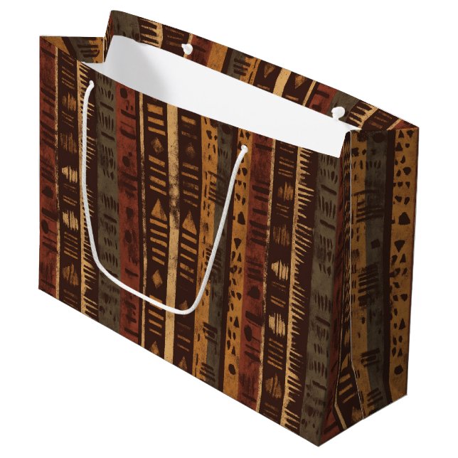 Grand Sac Cadeau Rustic Southwestern Stripe Pattern (5) (Devant Angle)