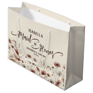 Grand Sac Cadeau Rustique Boho Chic Fleurs sauvages Maid of Honor M