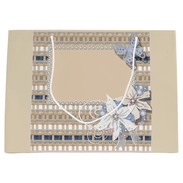 Grand Sac Cadeau Rustique, mariage (Devant)