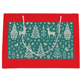 GRAND SAC CADEAU SAC-CADEAU AVEC MOTIF DE NOËL SCANDINAVE