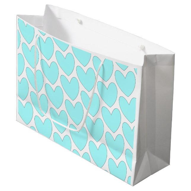 Grand Sac Cadeau Sac-cadeau - Cœurs bleus (Devant Angle)