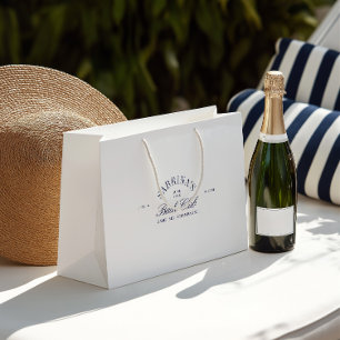 Grand Sac Cadeau Sac-cadeau élégant blanc et bleu marine pour enter