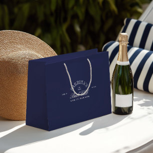 Grand Sac Cadeau Sac-cadeau élégant vintage bleu marine pour enterr