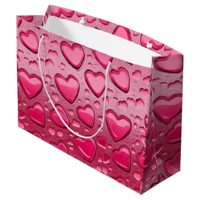 Grand Sac Cadeau Sac-cadeau en forme de coeur rose joli gouttelette (Dos Angle)