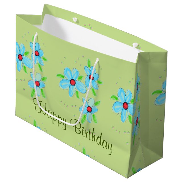 Grand Sac Cadeau Sac-cadeau Fleur Fancy Vert (Devant Angle)