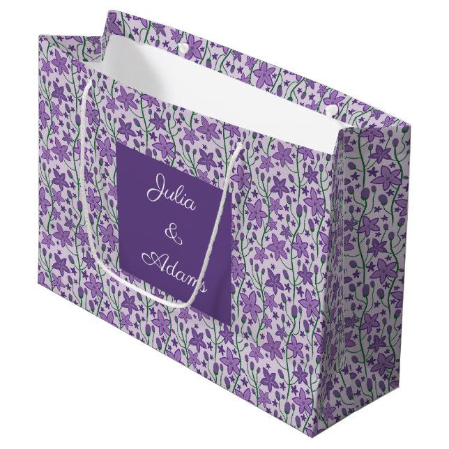 Grand Sac Cadeau Sac-cadeau Fleur Violette (Devant Angle)
