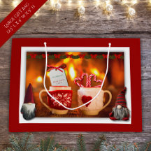Sac-cadeau géant Gnome de Noël Cheminée cosy