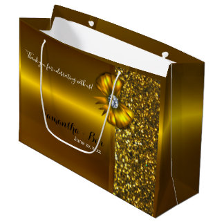 Grand Sac Cadeau Sac-cadeau Mariage Gold & Parties scintillant