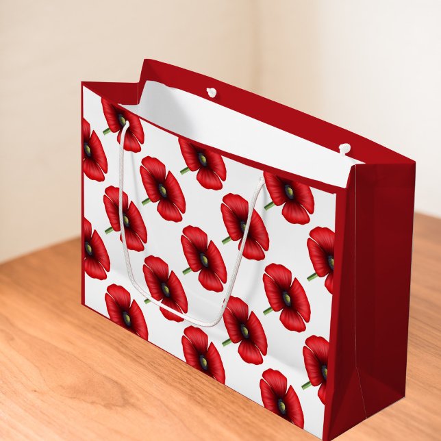 Grand Sac Cadeau Sac-cadeau Motif à fleurs rouge (A pretty poppy patterned red gift bag. Check the collection for other sizes. Pop a gift in it today!)