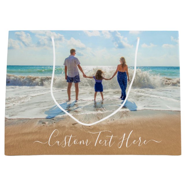 Grand Sac Cadeau Sac-cadeau photo personnalisé avec vos photos et v (Devant)