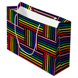 Grand Sac Cadeau Sac-cadeau - Rubans tissés arc-en-ciel