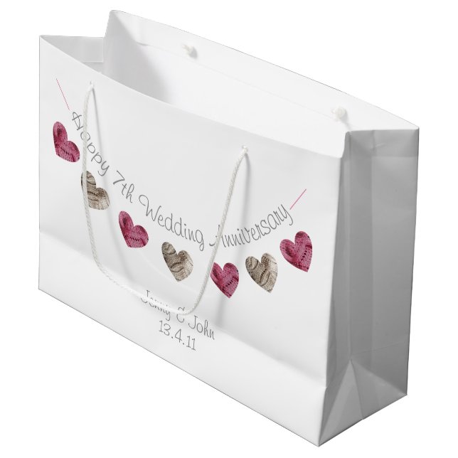 Grand Sac Cadeau Sacoche-cadeau pour le 7e anniversaire ou tout aut (Devant Angle)