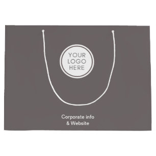 Grand Sac Cadeau Sacoche Gris Entreprise avec Logo & Détails Entrep