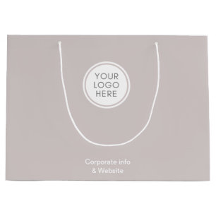 Grand Sac Cadeau Sacoche Gris Entreprise avec Logo & Détails Entrep
