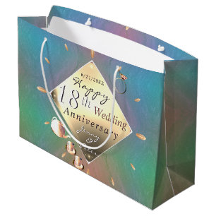 Grand Sac Cadeau Sacs-cadeaux Acquamarine 18e Anniversaire (couleur