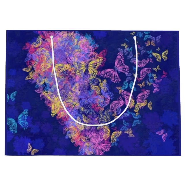 Grand Sac Cadeau Sacs-cadeaux Coeur Papillon (Devant)
