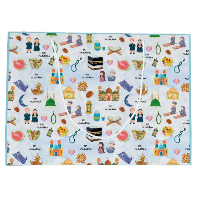 Grand Sac Cadeau Sacs-cadeaux islamiques | Eid Mubarak Cadeau pour  (Dos)