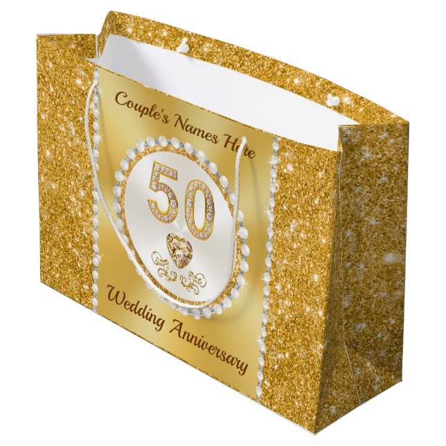 Grand Sac Cadeau Sacs-cadeaux personnalisés, 50e anniversaire, 4 ta (Dos Angle)