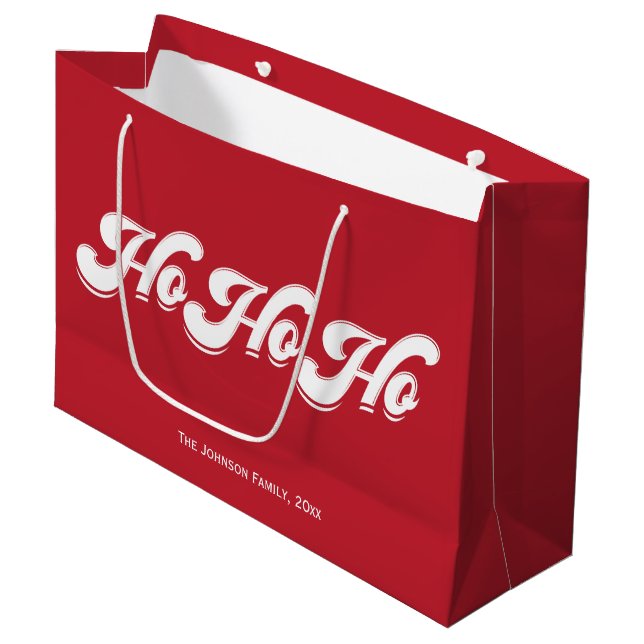 Grand Sac Cadeau Sacs-cadeaux Red Christmas Ho Ho Ho (Devant Angle)