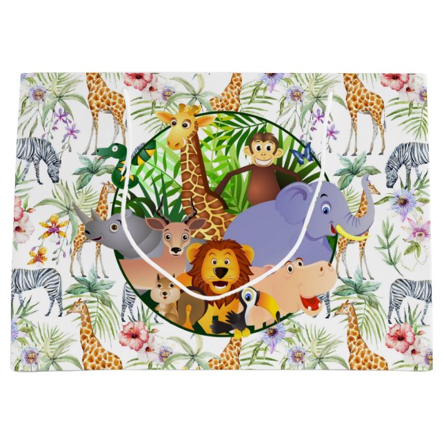 Grand Sac Cadeau Safari Animalier  (Devant)