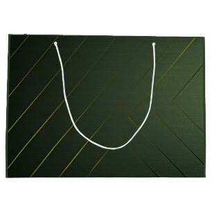 Grand Sac Cadeau Sage élégant vert et or