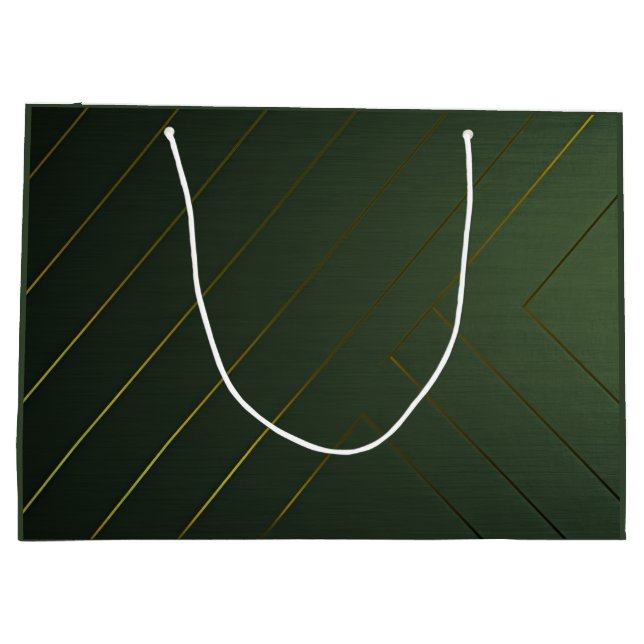 Grand Sac Cadeau Sage élégant vert et or (Dos)