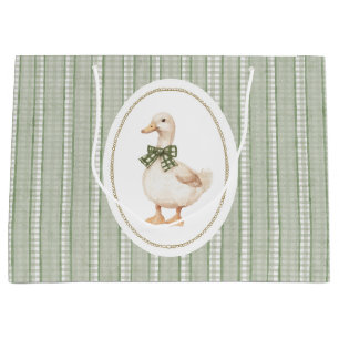 Grand Sac Cadeau Sage Green Gingham Canard Baby Shower Welcome Favo