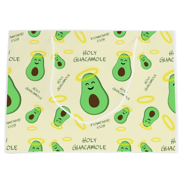 Grand Sac Cadeau Saint-Guacamole mignon avocat (Devant)