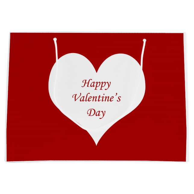 Grand Sac Cadeau Saint Valentin Coeur (Devant)