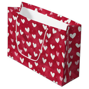 Grand Sac Cadeau Saint-Valentin coeurs rouges roses blancs