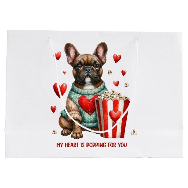 Grand Sac Cadeau Saint Valentines Bulldog français (Dos)