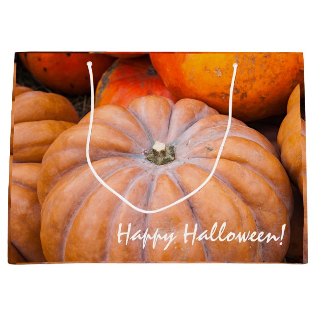 Grand Sac Cadeau Saison citrouille Deux textes (Devant)