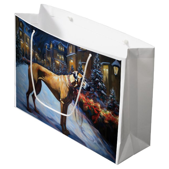 Grand Sac Cadeau Saison de Noël de Rhodesian Ridgeback (Devant Angle)
