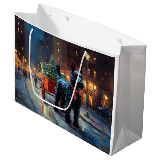 Grand Sac Cadeau Saison de Noël du Terrier écossais (Devant Angle)