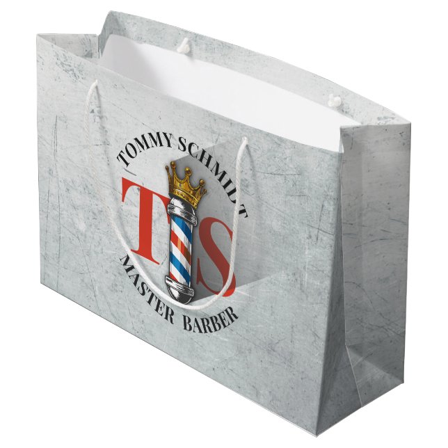 Grand Sac Cadeau Salon de coiffure Barber Hair Shop King Crown Barb (Dos Angle)