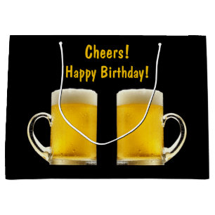 Grand Sac Cadeau Salutations de bière alcool boisson de fête d'anni