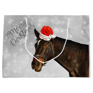 Grand Sac Cadeau Salutations de Noël de cheval