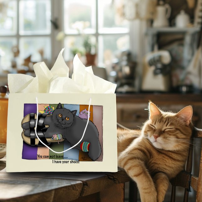 Grand Sac Cadeau Sandales de chats à air court britanniques drôle m (Créateur téléchargé)